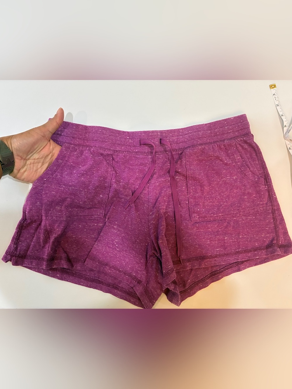 Athletic Works Women’s Soft Stretch Knit Drawstring Shorts in Magenta Pink